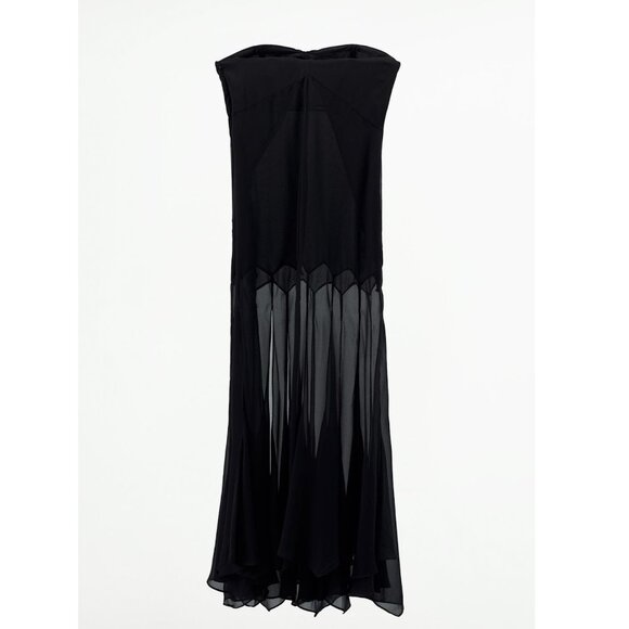 BLOGGER'S FAVE! Zara Semi Sheer Strapless Midi Dress Black NWT - Picture 13 of 14